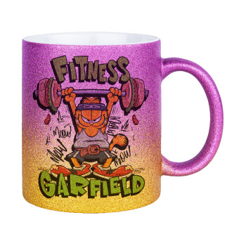 Garfield Fitness, Κούπα Χρυσή/Ροζ Glitter, κεραμική, 330ml