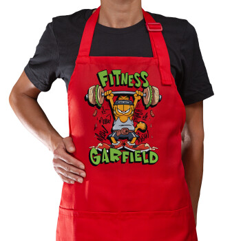 Garfield Fitness, Ποδιά Μακριά Σεφ ολοσωμη με τσέπες Κόκκινη (ΕΝΗΛΙΚΩΝ)