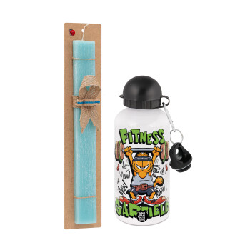 Garfield Fitness, Easter Set, metallic aluminum water bottle (500ml) & scented flat candle (30cm) (TURQUOISE)