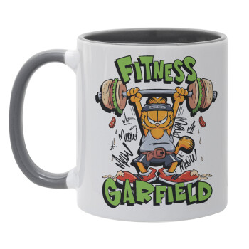 Garfield Fitness, Κούπα χρωματιστή γκρι, κεραμική, 330ml