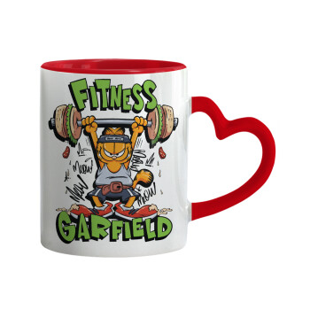 Garfield Fitness, Κούπα καρδιά χερούλι κόκκινη, κεραμική, 330ml