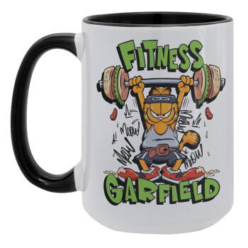 Garfield Fitness, Κούπα Mega 15oz, κεραμική Μαύρη, 450ml