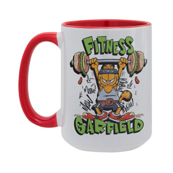 Garfield Fitness, Κούπα Mega 15oz, κεραμική Κόκκινη, 450ml