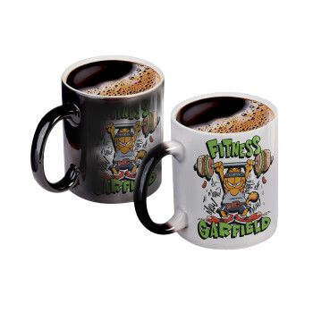 Garfield Fitness, Color changing magic Mug, ceramic, 330ml when adding hot liquid inside, the black colour desappears (1 pcs)