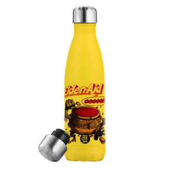 Elden-Aid, Elden Ring inspired , Yellow Stainless Steel Metallic Thermos, double-walled, 500ml