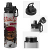 Metallic water bottle with safety cap, 850ml aluminum