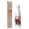 Easter Set, metallic Inox water bottle (700ml) & Easter scented flat candle (30cm) (GRAY)