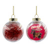 Transparent Christmas tree ball ornament with red filling 8cm