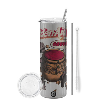 Elden-Aid, Elden Ring inspired , Tumbler stainless steel Silver 600ml, with metal straw & cleaning brush