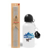 Easter Set, metallic aluminum water bottle (500ml) & aromatic flat Easter candle (30cm) (GRAY)