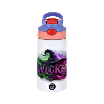 Wicked, Children's hot water bottle, stainless steel, with safety straw, pink/purple (350ml)