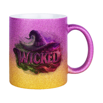 Wicked, Κούπα Χρυσή/Ροζ Glitter, κεραμική, 330ml