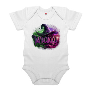 Wicked, Βρεφικό φορμάκι μωρού, 0-24 μηνών, ΛΕΥΚΟ, 100% Organic Cotton, κοντομάνικο