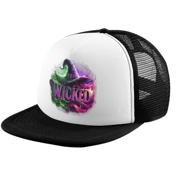 Wicked, Child's Soft Trucker Hat with BLACK/WHITE Mesh (POLYESTER, CHILD, ONE SIZE)