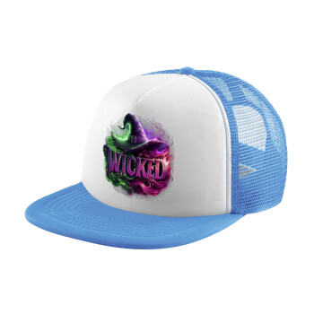 Wicked, Καπέλο παιδικό Soft Trucker με Δίχτυ ΓΑΛΑΖΙΟ/ΛΕΥΚΟ (POLYESTER, ΠΑΙΔΙΚΟ, ONE SIZE)