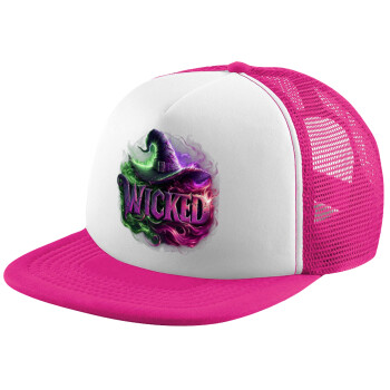 Wicked, Adult Soft Trucker Hat with Pink/White Mesh (POLYESTER, ADULT, UNISEX, ONE SIZE)