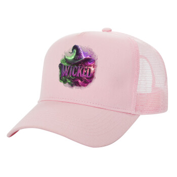 Wicked, Structured Trucker Children's Hat, with Mesh, PINK (100% COTTON, CHILDREN'S, UNISEX, ONE SIZE)