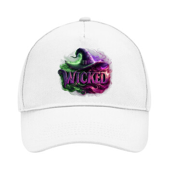 Wicked, Adult Baseball Cap, Drill, White (100% COTTON, ADULT, UNISEX, ONE SIZE)