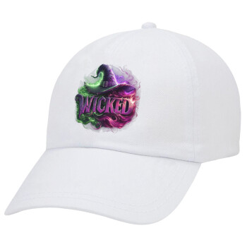 Wicked, Adult Baseball Cap White 5-panel (POLYESTER, ADULT, UNISEX, ONE SIZE)