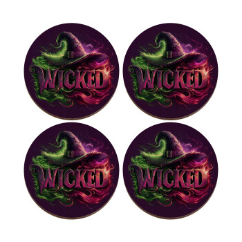 Wicked, ΣΕΤ x4 Σουβέρ ξύλινα στρογγυλά plywood (9cm)