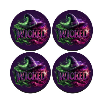 Wicked, SET of 4 round wooden coasters (9cm)