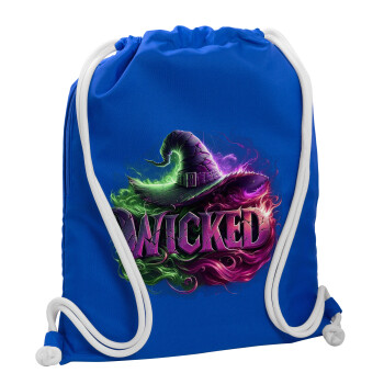 Wicked, Τσάντα πλάτης πουγκί GYMBAG Μπλε, με τσέπη (40x48cm) & χονδρά κορδόνια