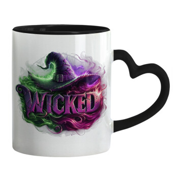 Wicked, Mug heart black handle, ceramic, 330ml