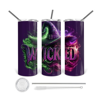 Wicked, Tumbler ποτήρι θερμό από ανοξείδωτο ατσάλι 600ml, με μεταλλικό καλαμάκι & βούρτσα καθαρισμού