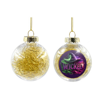 Wicked, Transparent Christmas tree ball ornament with gold filling 8cm