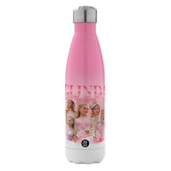 Wicked Glinda, Metal mug thermos Pink/White (Stainless steel), double wall, 500ml