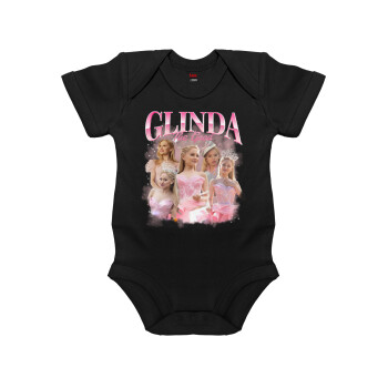 Wicked Glinda, Βρεφικό φορμάκι μωρού, 0-18 μηνών, ΜΑΥΡΟ, 100% Organic Cotton, κοντομάνικο