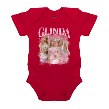 Wicked Glinda, Βρεφικό φορμάκι μωρού, ΚΟΚΚΙΝΟ, 100% Organic Cotton, κοντομάνικο