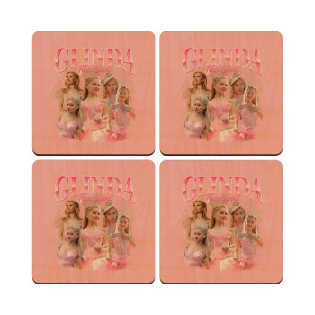 Wicked Glinda, ΣΕΤ x4 Σουβέρ ξύλινα τετράγωνα plywood (9cm)