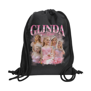 Wicked Glinda, Τσάντα πλάτης πουγκί GYMBAG Μαύρη, με τσέπη (40x48cm) & χονδρά κορδόνια