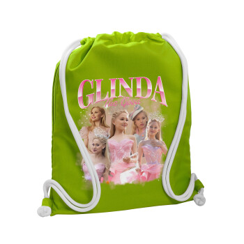 Wicked Glinda, Backpack bag GYMBAG LIME GREEN, with pocket (40x48cm) & thick cords