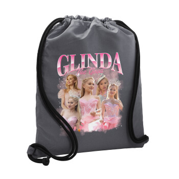 Wicked Glinda, Τσάντα πλάτης πουγκί GYMBAG ΓΚΡΙ, με τσέπη (40x48cm) & χονδρά κορδόνια