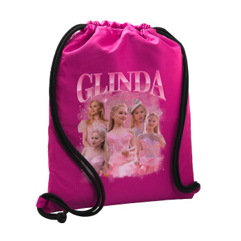 Wicked Glinda, Τσάντα πλάτης πουγκί GYMBAG Φούξια, με τσέπη (40x48cm) & χονδρά κορδόνια