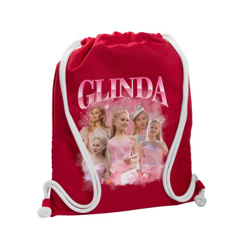 Wicked Glinda, Τσάντα πλάτης πουγκί GYMBAG Κόκκινη, με τσέπη (40x48cm) & χονδρά κορδόνια