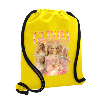 Wicked Glinda, Backpack pouch GYMBAG Yellow, with pocket (40x48cm) & thick cords