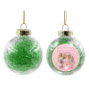 Transparent Christmas tree ball ornament with green filling 8cm