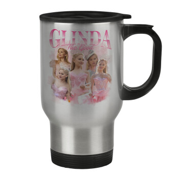 Wicked Glinda, Stainless steel travel mug with lid, double wall 450ml