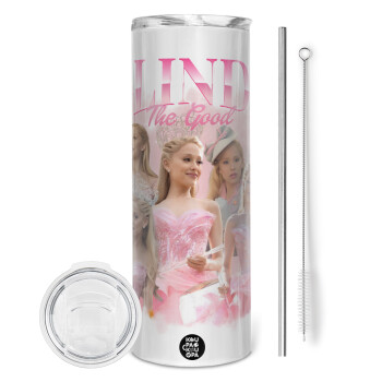 Wicked Glinda, Tumbler stainless steel 600ml, with metal straw & cleaning brush