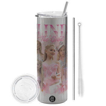 Wicked Glinda, Tumbler stainless steel Silver 600ml, with metal straw & cleaning brush