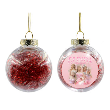 Wicked Glinda, Transparent Christmas tree ball ornament with red filling 8cm