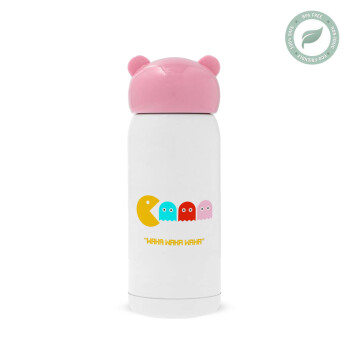 Pacman waka waka waka, Pink stainless steel thermal flask, 320ml