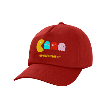 Pacman waka waka waka, Adult Baseball Cap, 100% Cotton, Red (COTTON, ADULT, UNISEX, ONE SIZE)