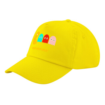 Pacman waka waka waka, Child's Baseball Cap, 100% Cotton Twill, Yellow (COTTON, CHILD, UNISEX, ONE SIZE)