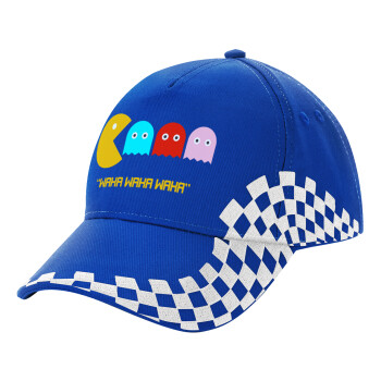 Pacman waka waka waka, Adult Ultimate BLUE RACING Cap, (100% COTTON DRILL, ADULT, UNISEX, ONE SIZE)