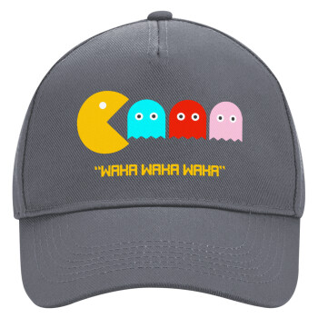 Pacman waka waka waka, Ultimate Adult Hat Grey, (100% COTTON DRILL, ADULT, UNISEX, ONE SIZE)