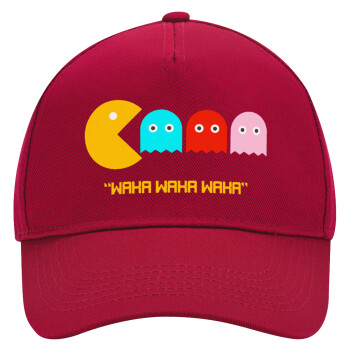 Pacman waka waka waka, Adult Ultimate Hat RED, (100% COTTON DRILL, ADULT, UNISEX, ONE SIZE)